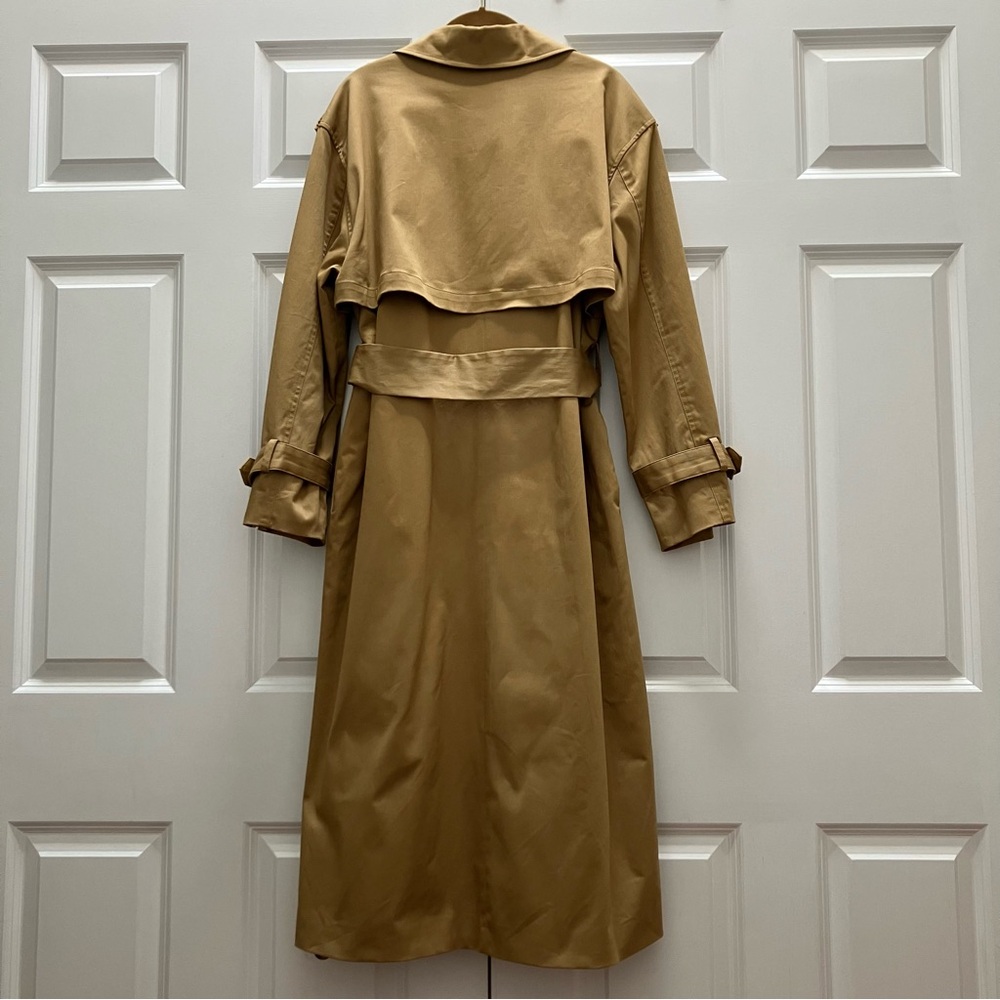 Favorite Daughter The Charles Trench Coat Sand Khaki Tan Long Classic Belted M - Picture 4 of 14